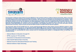 Manav Rachna University incorporates SWAYAM In Its Academic Delivery