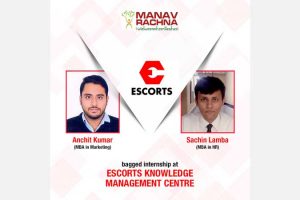 MBA students selected as Intern at Escorts Knowledge Management Centre