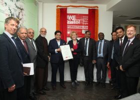 Dr. Prashant Bhalla and Prof. Jane Harrington along with dignitaries at the inauguration of the UWE desk