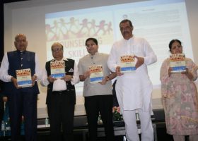 Book Launch- Lto R (Sh. Satya Bhushan Jain, Dr N K Chadha, Dr. Prashant Bhalla, Sh. Vijay Sampla, Smt Satya Bhalla (1)